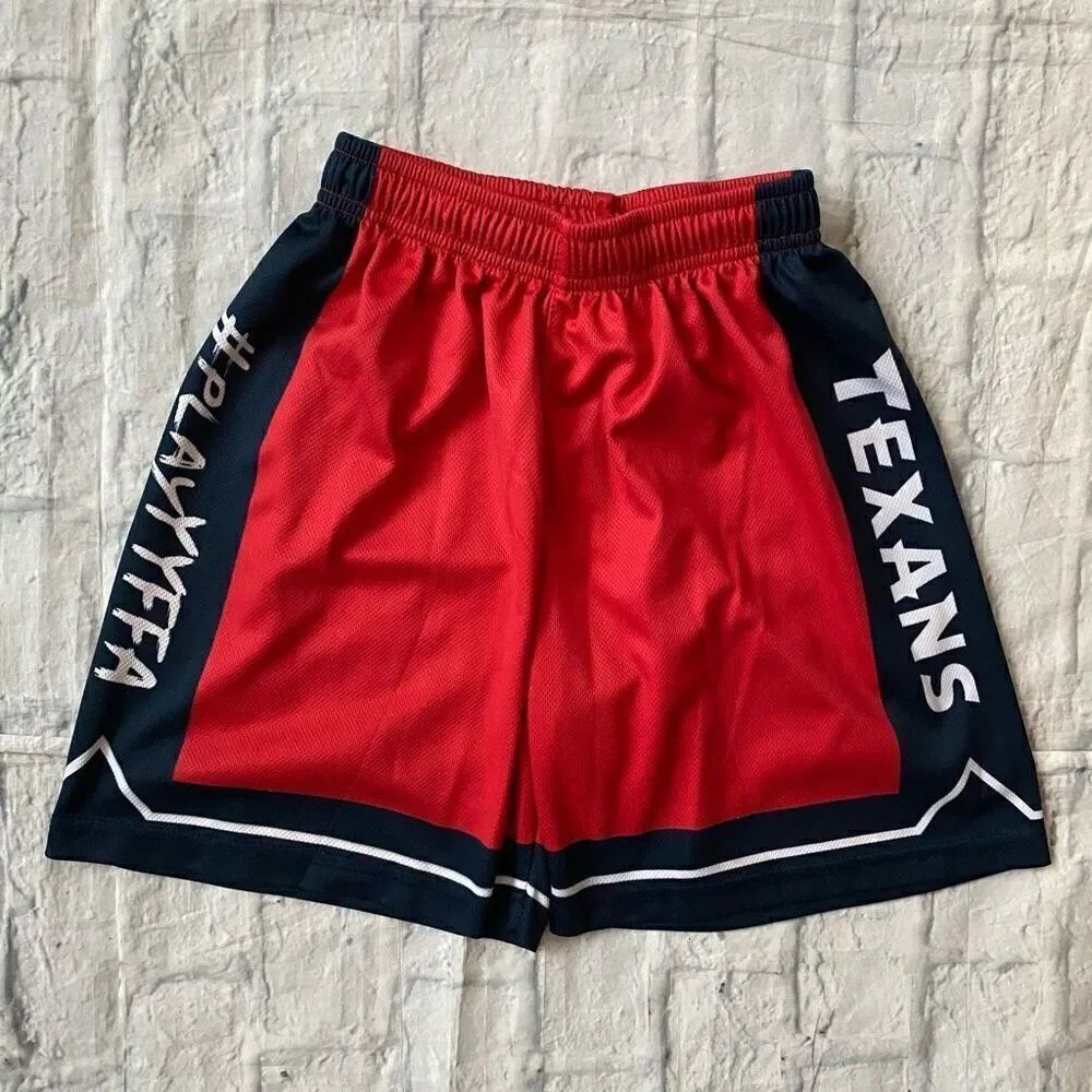 Houston Texans youth boys L pullon athletic flag football shorts w/elastic waist